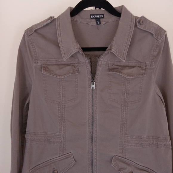 Express Taupe Cotton/Spandex Jacket Medium - Picture 11 of 13